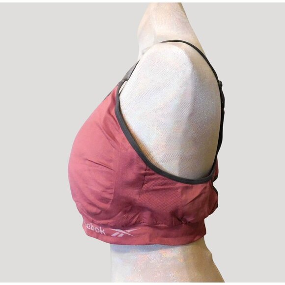 Reebok Sports Bra Racerback 2XL Pink Gray Trim Adjustable Straps Removable Pads - Picture 2 of 8